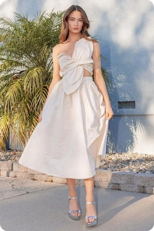 TUBE TOP TIE FRINT MIDI DRESS