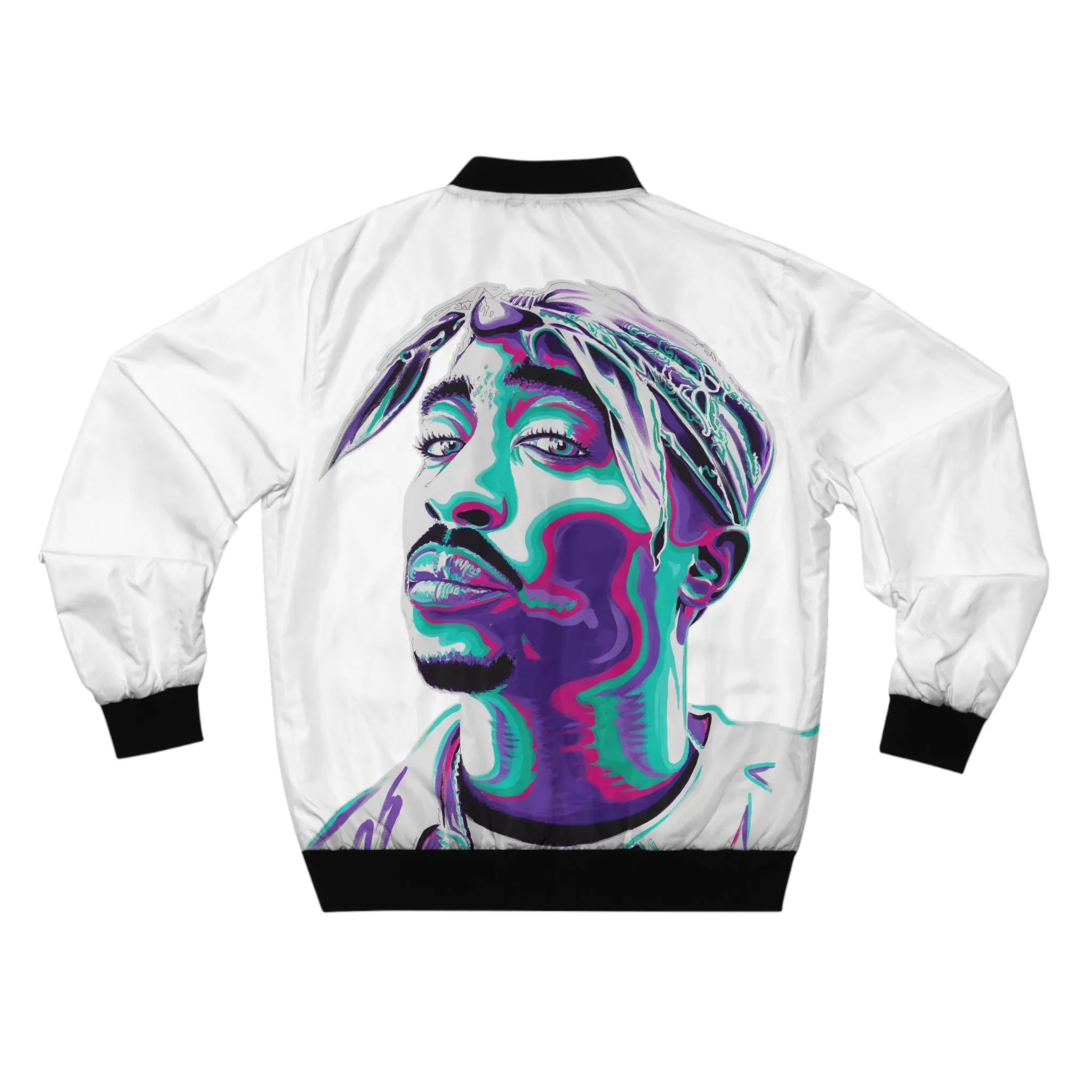 Tupac Shakur by Amraj Singh - White Bomber Jacket