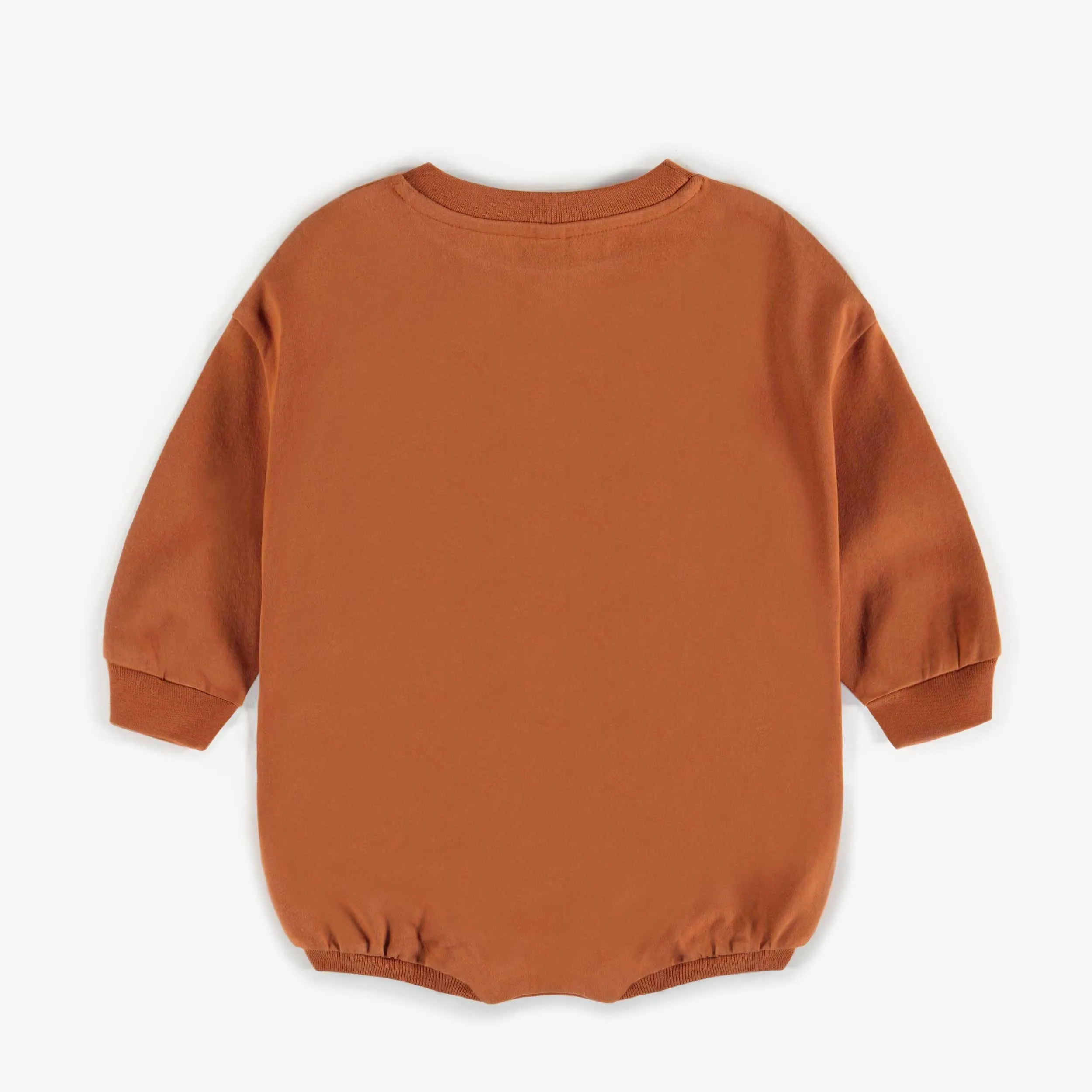 Une-pièce caramel ample en coton biologique, naissance || Puffy caramel one-piece in organic cotton, newborn