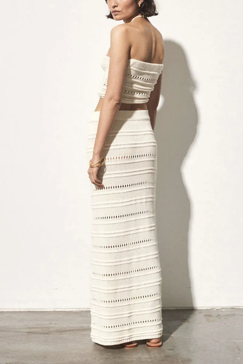 UNY4036 Knitted Bandeau Top & Skirt Set