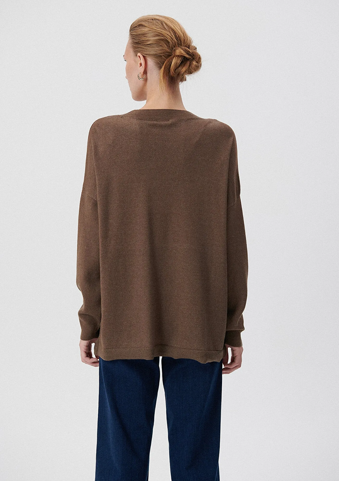 V Neck Brown Sweater