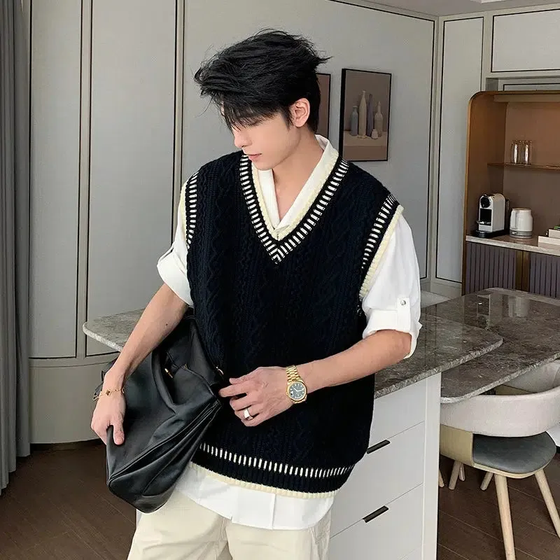 V-Neck Cable Knit Vest