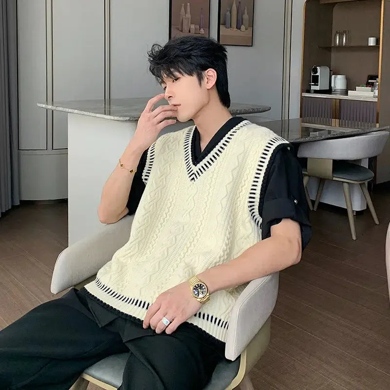 V-Neck Cable Knit Vest