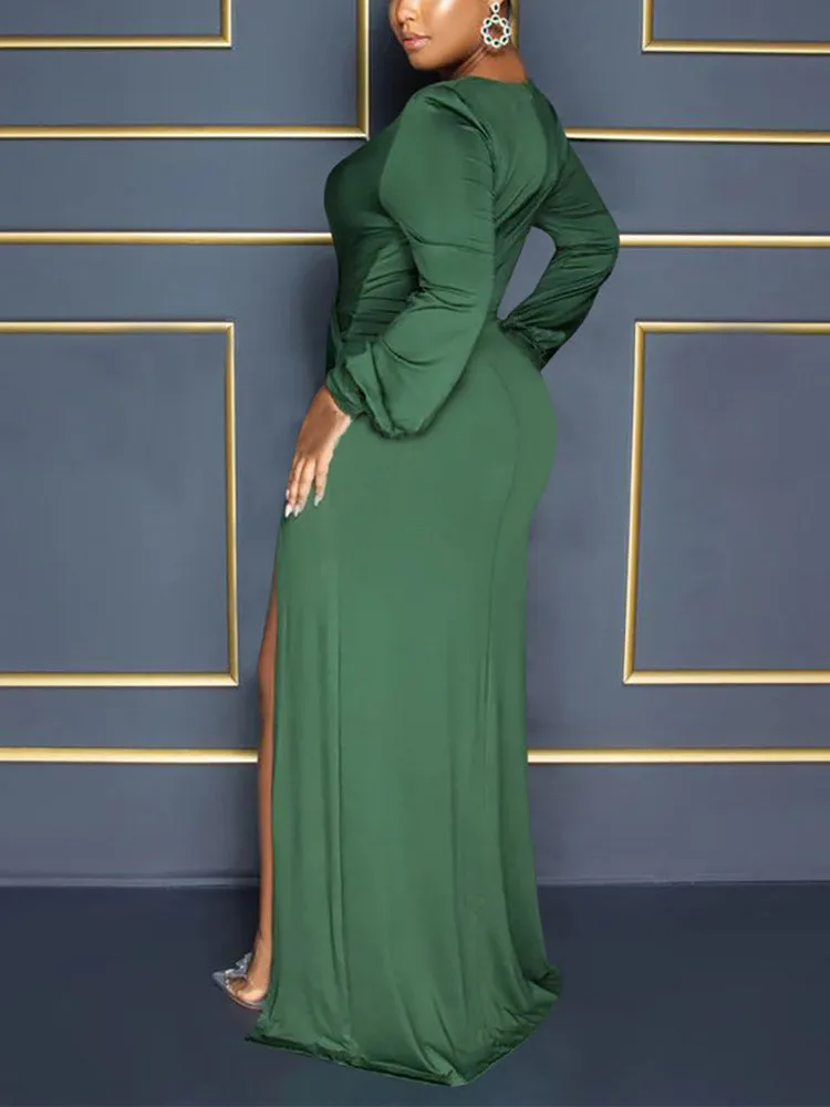 V Neck Elegant Side Split Dresses