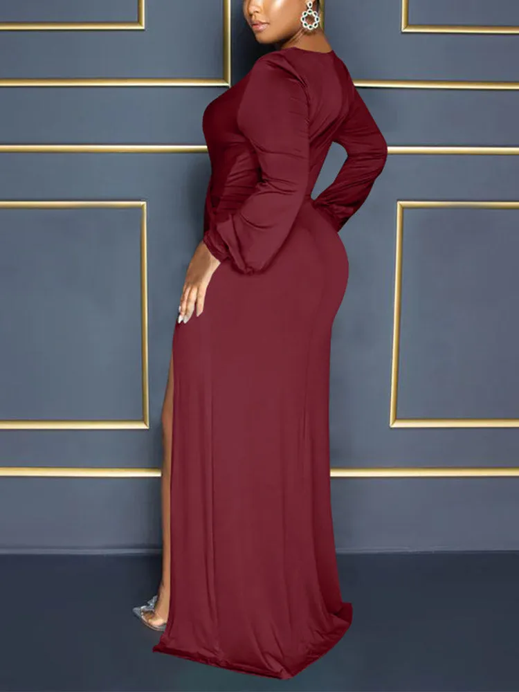 V Neck Elegant Side Split Dresses