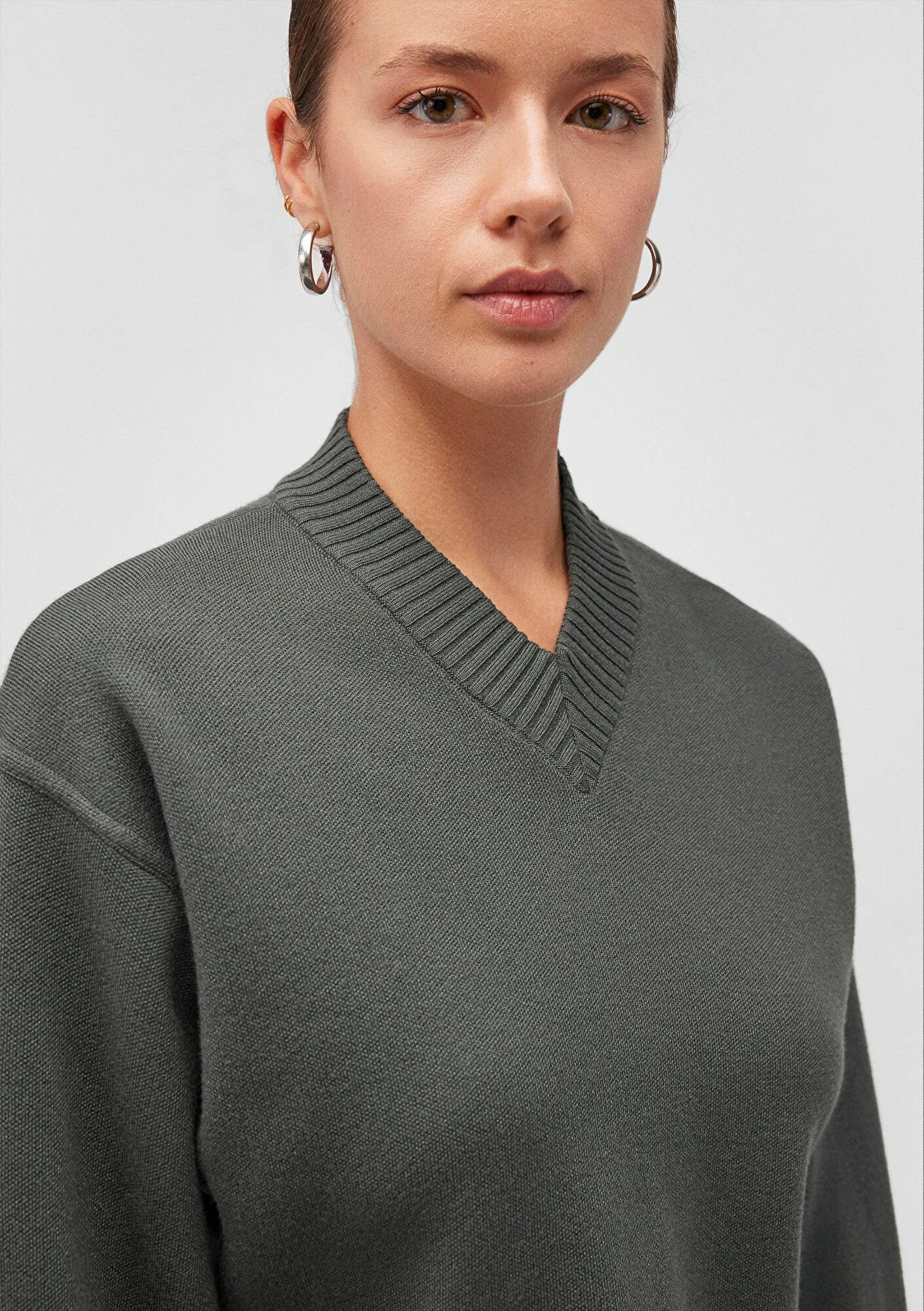 V Neck Green Sweater