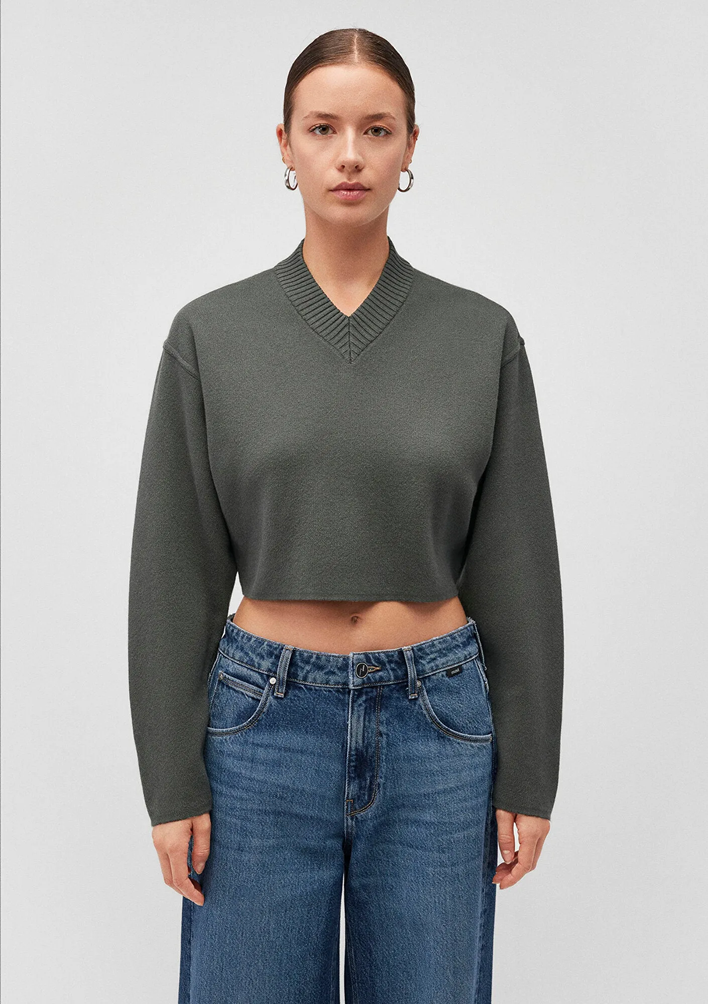 V Neck Green Sweater