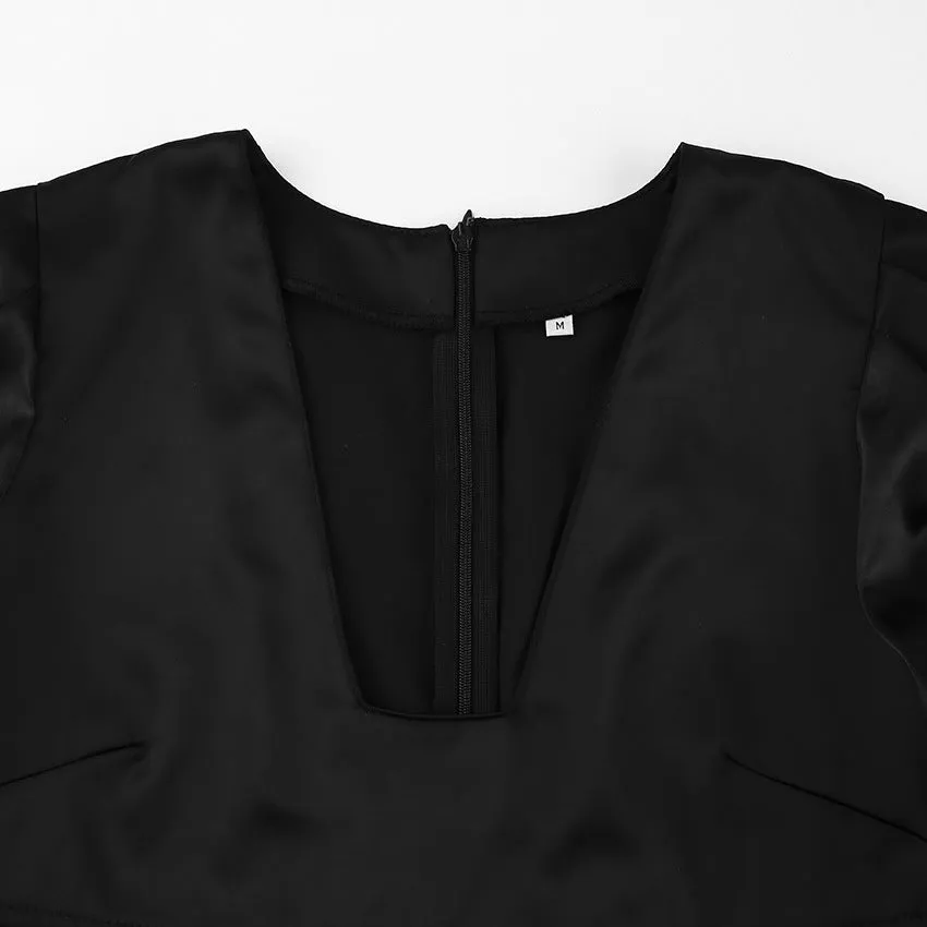 V-neck Lantern Puff Sleeve Square Collar Mini Dresses