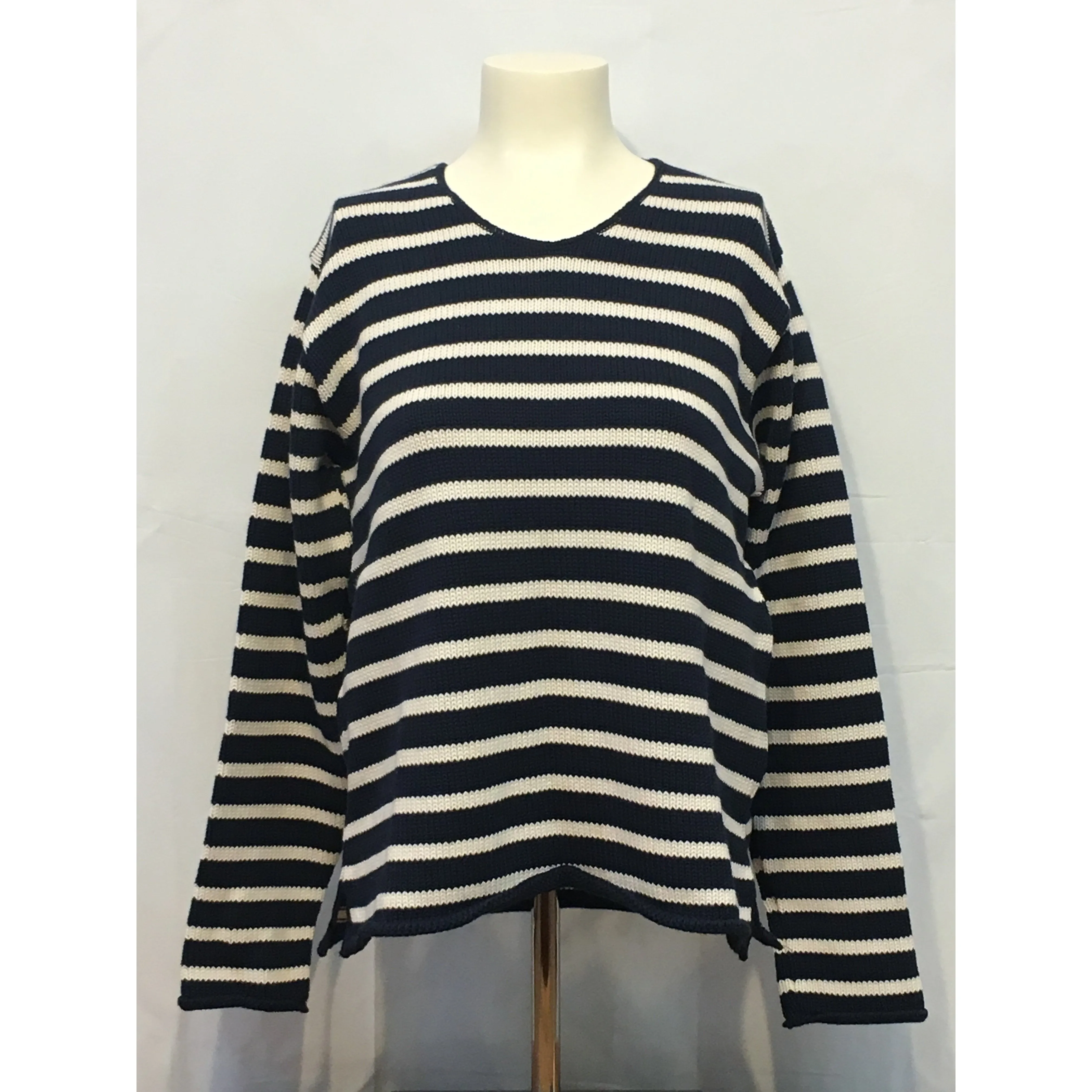 V-Neck Sailor Stripe Sweater