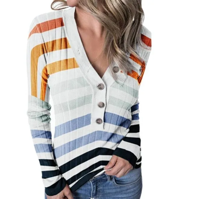 V-Neck Solid Color Slim Fit Ladies Sweater