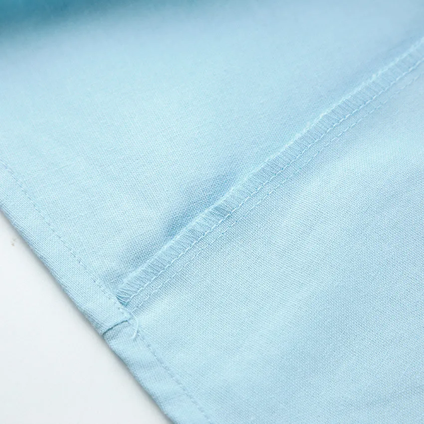 V Neck Tie Elastic Waist Bubble Sleeve Linen Midi Dresses