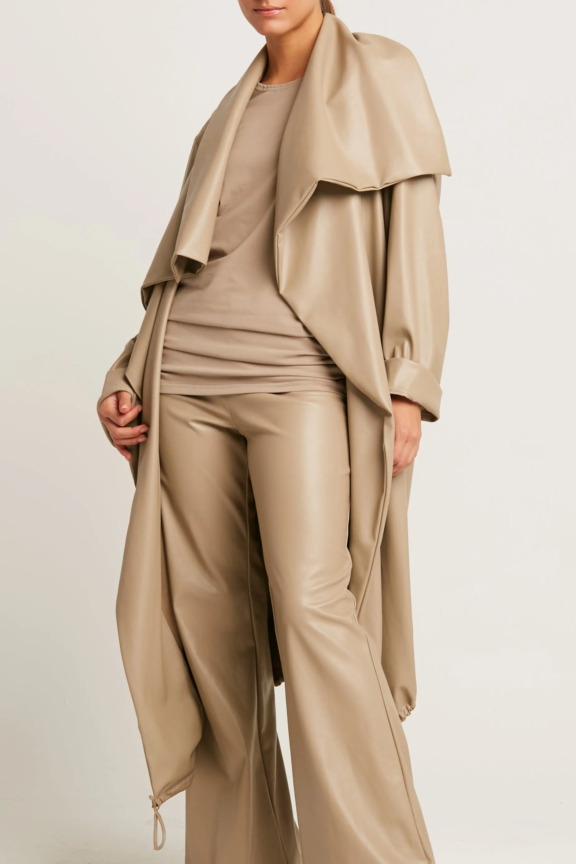 Vegan Leather Cascade Coat