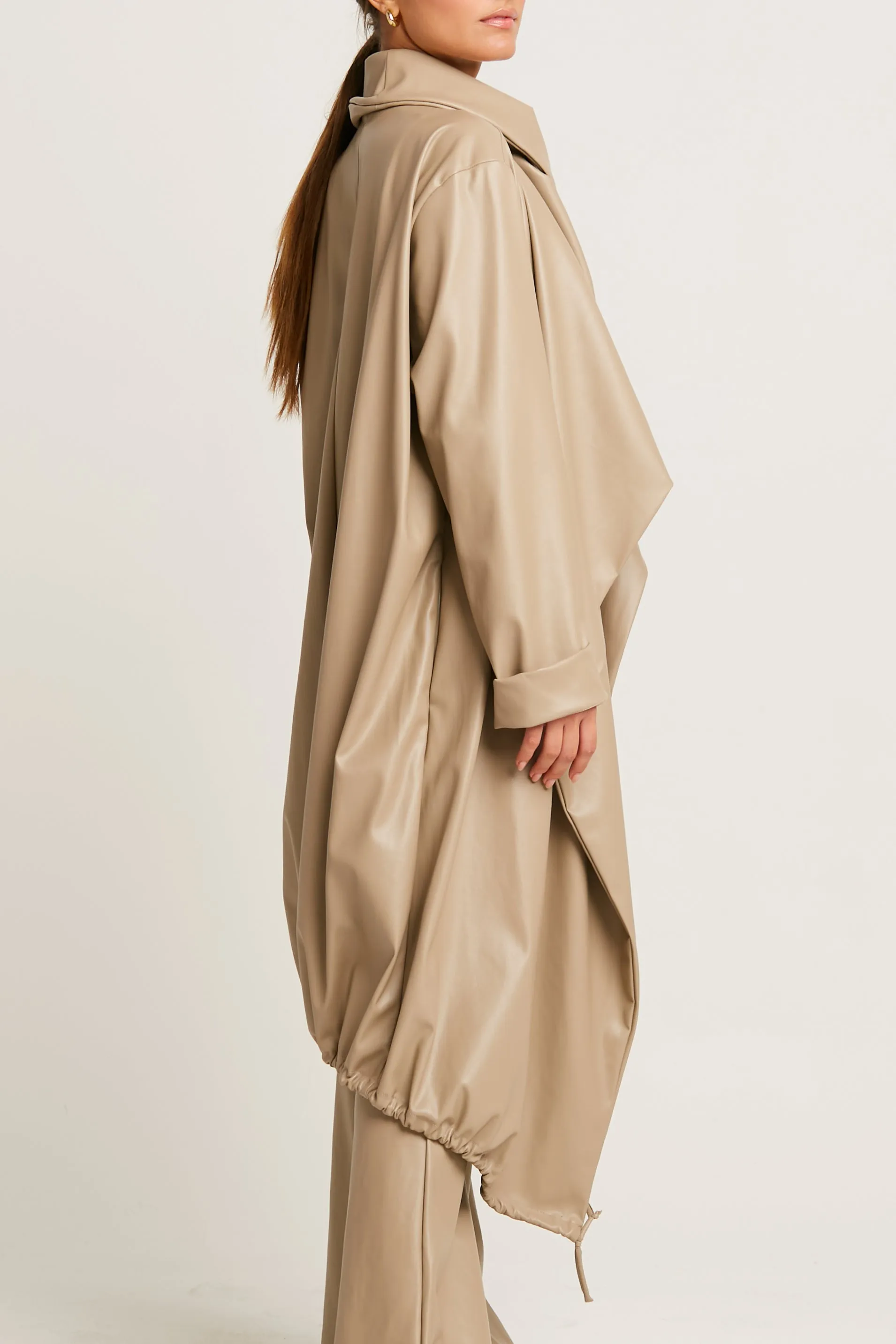 Vegan Leather Cascade Coat