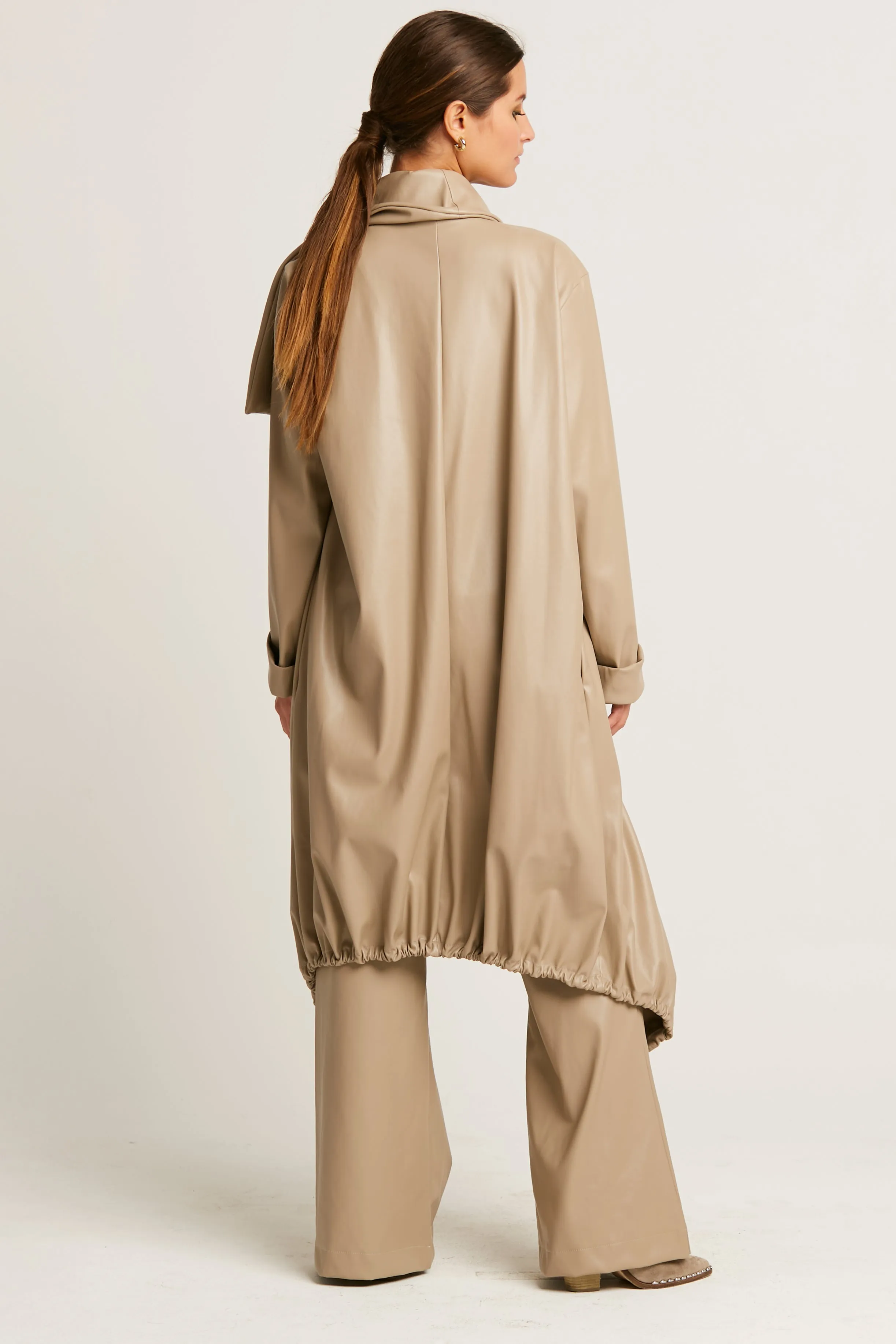 Vegan Leather Cascade Coat