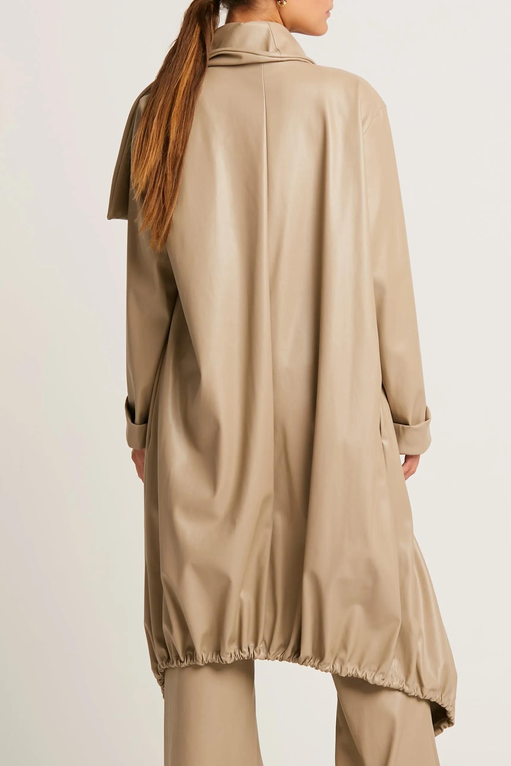 Vegan Leather Cascade Coat
