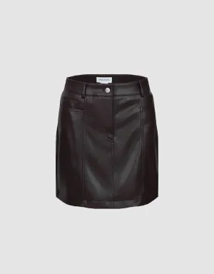 Vegan Leather Mini A-Line Skirt
