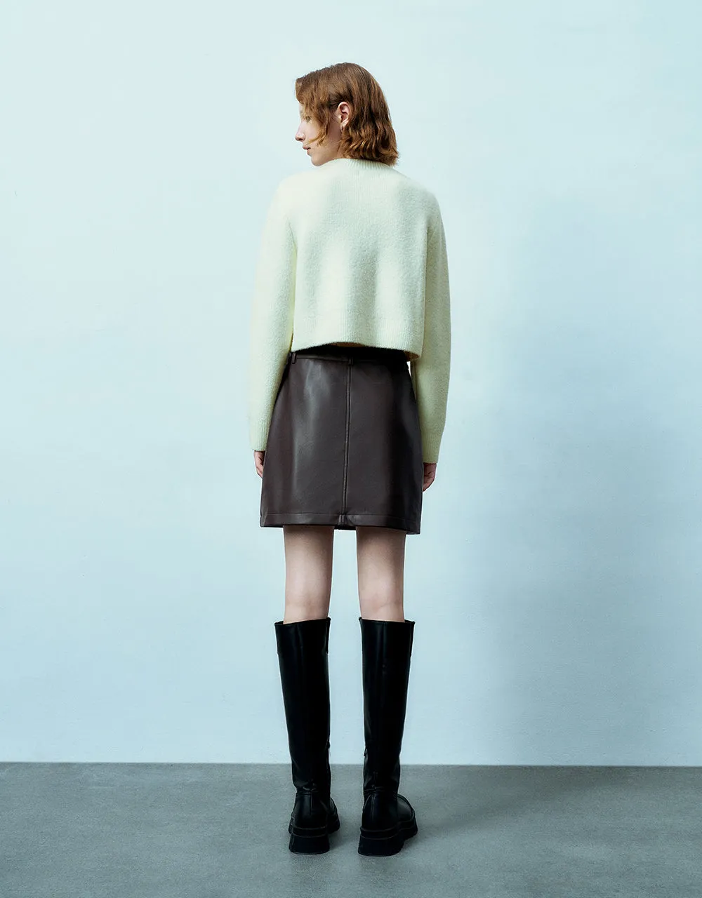 Vegan Leather Mini A-Line Skirt