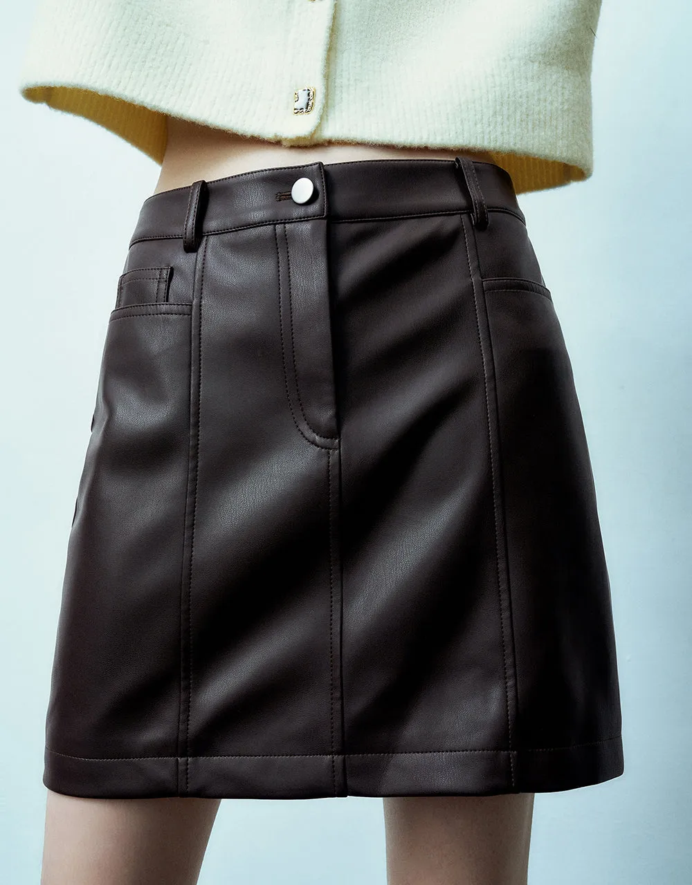 Vegan Leather Mini A-Line Skirt