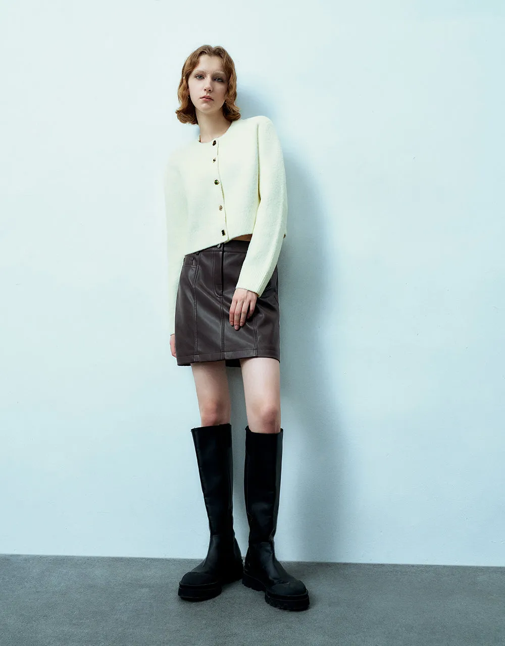 Vegan Leather Mini A-Line Skirt