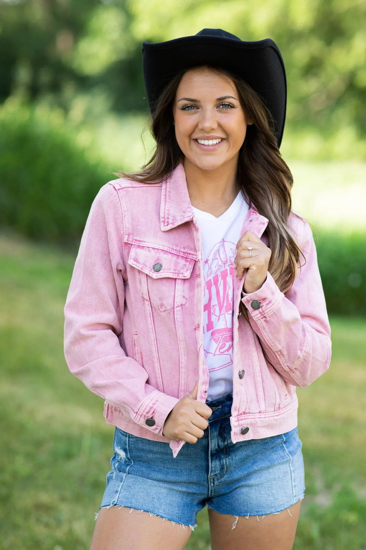 Veveret Blush Washed Denim Jacket
