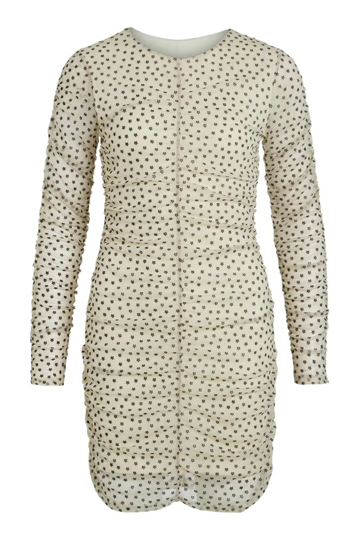 VIAsti Kjole - Beige Med Sorte Blomster