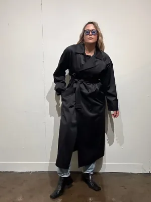 Vintage Anne Klein Black Satin Trench
