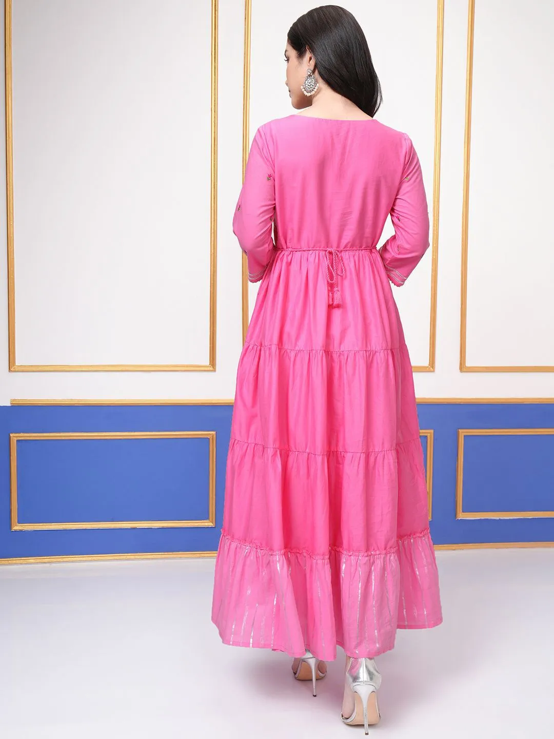 Vishudh Embroidered Tiered Maxi Ethnic Dresses