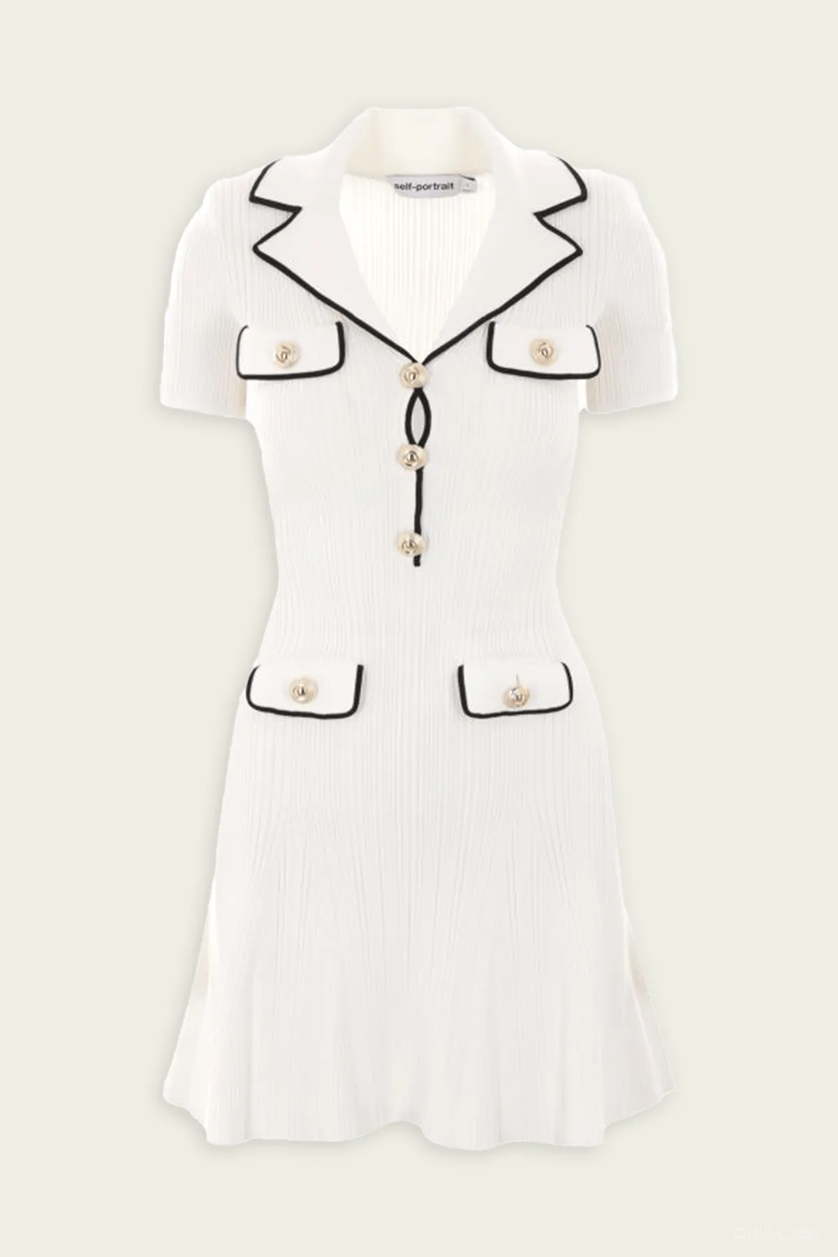 White Viscose Rib Knit Mini Dress