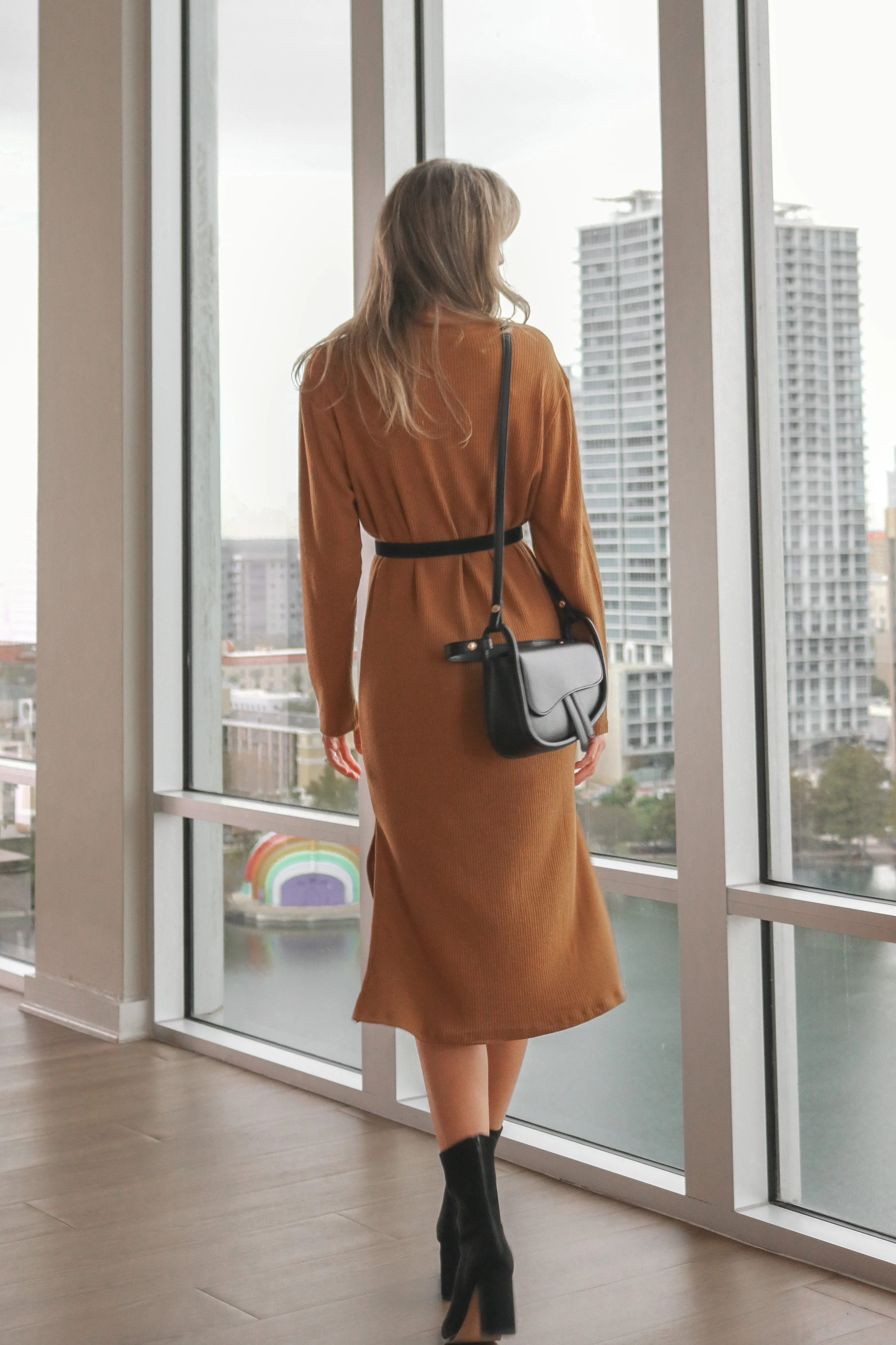 Windy City Dress in Camel