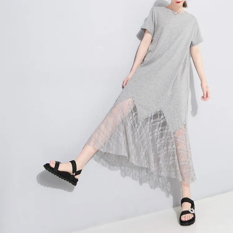 Women Hollow Out Angel Wings Lace Short Sleeves Dresses