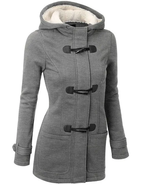 Women Trench Coat 2018 Spring Autumn Women's Overcoat Female Long Hooded Coat Zipper Horn Button Outwear