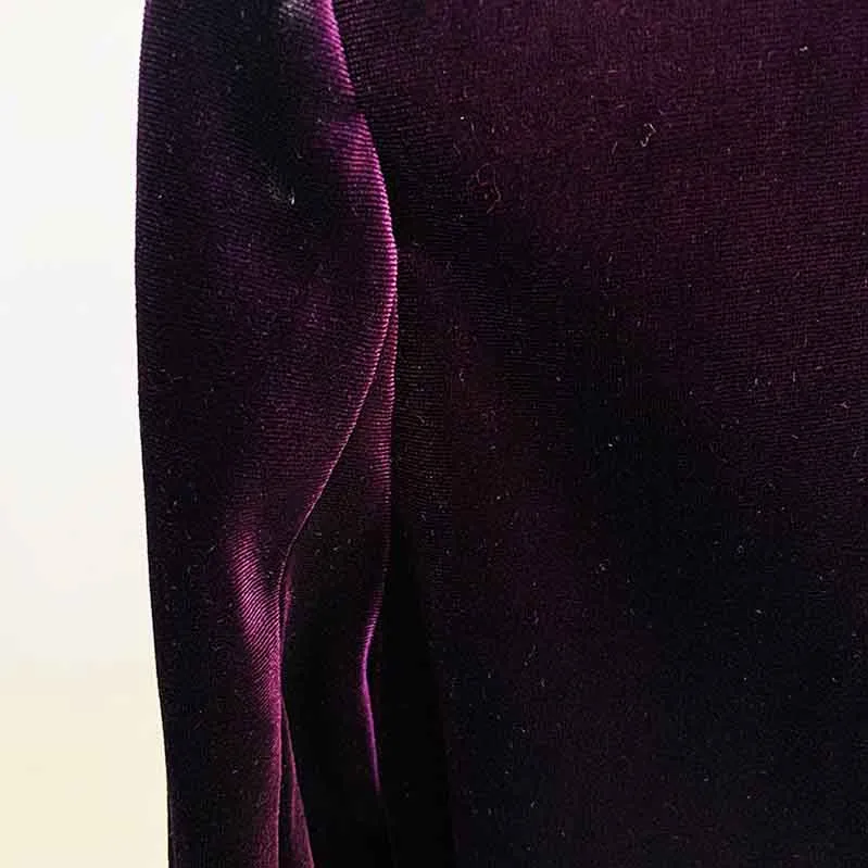 Women Velvet Dark Purple Blazer Pantsuit   Flare Trousers Suit