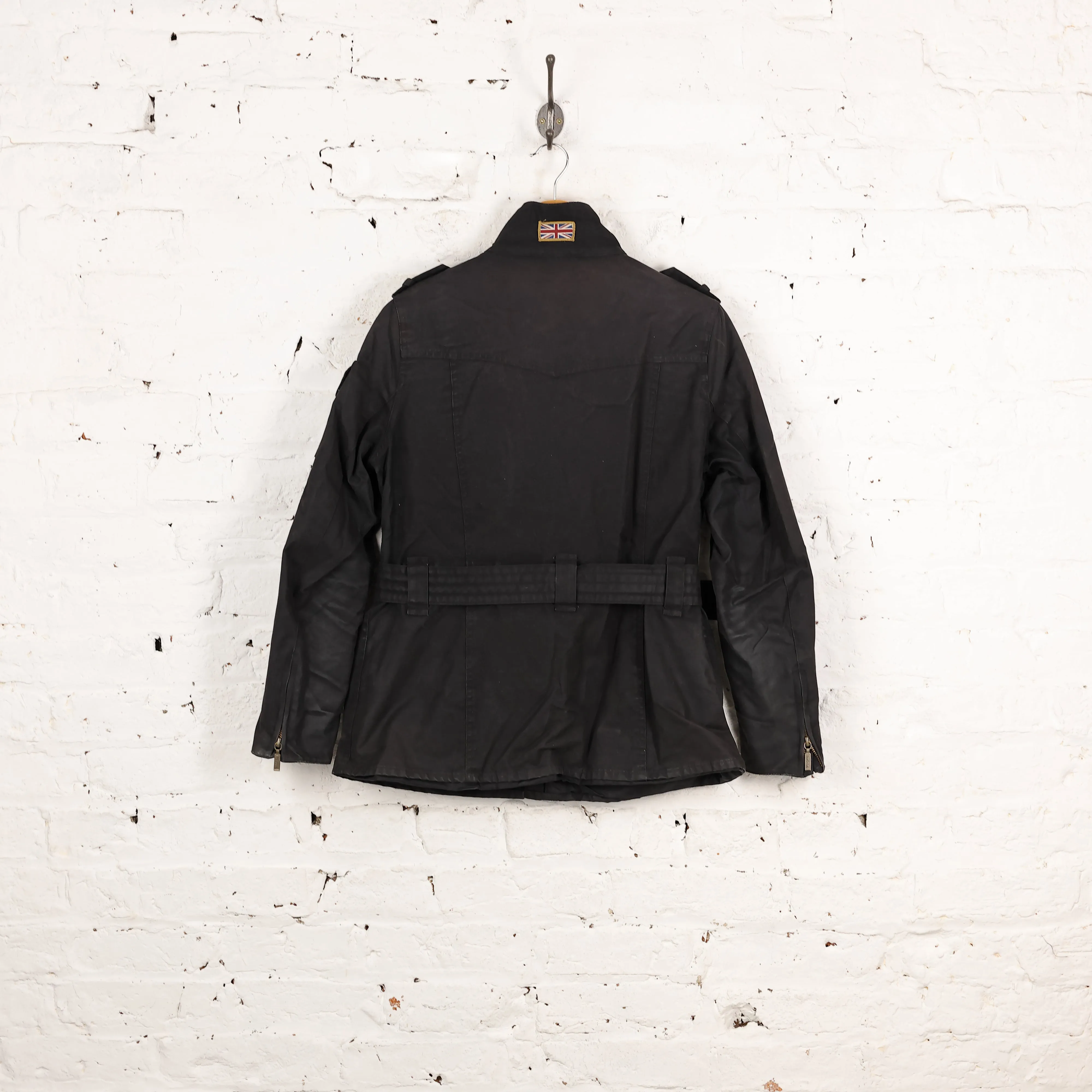 Women's Barbour International Union Jack Wax Jacket - Black - Women's L