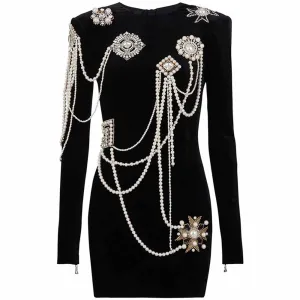 Women's Black Studded Mini Dress