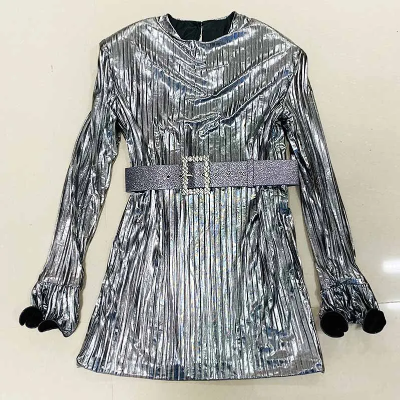 Women's BLING BLING Long Sleeves Ruched Club Party Mini Dresses