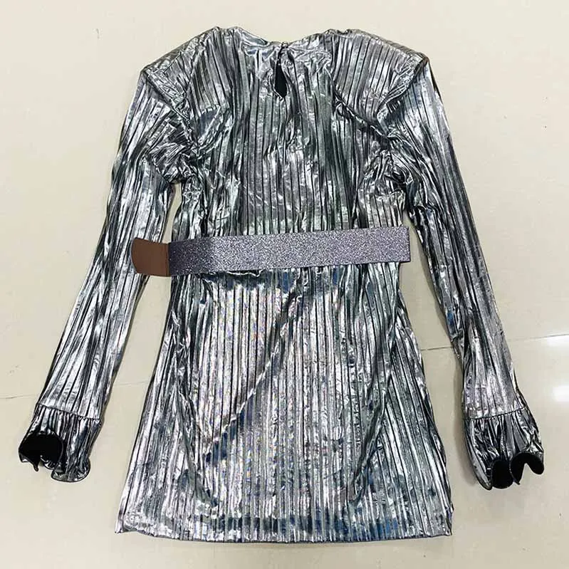 Women's BLING BLING Long Sleeves Ruched Club Party Mini Dresses