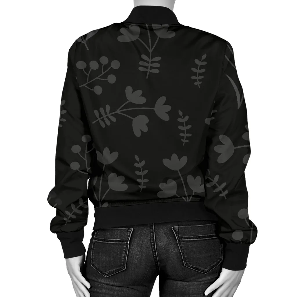 Women's Charcoal Floral Bomber Jacket