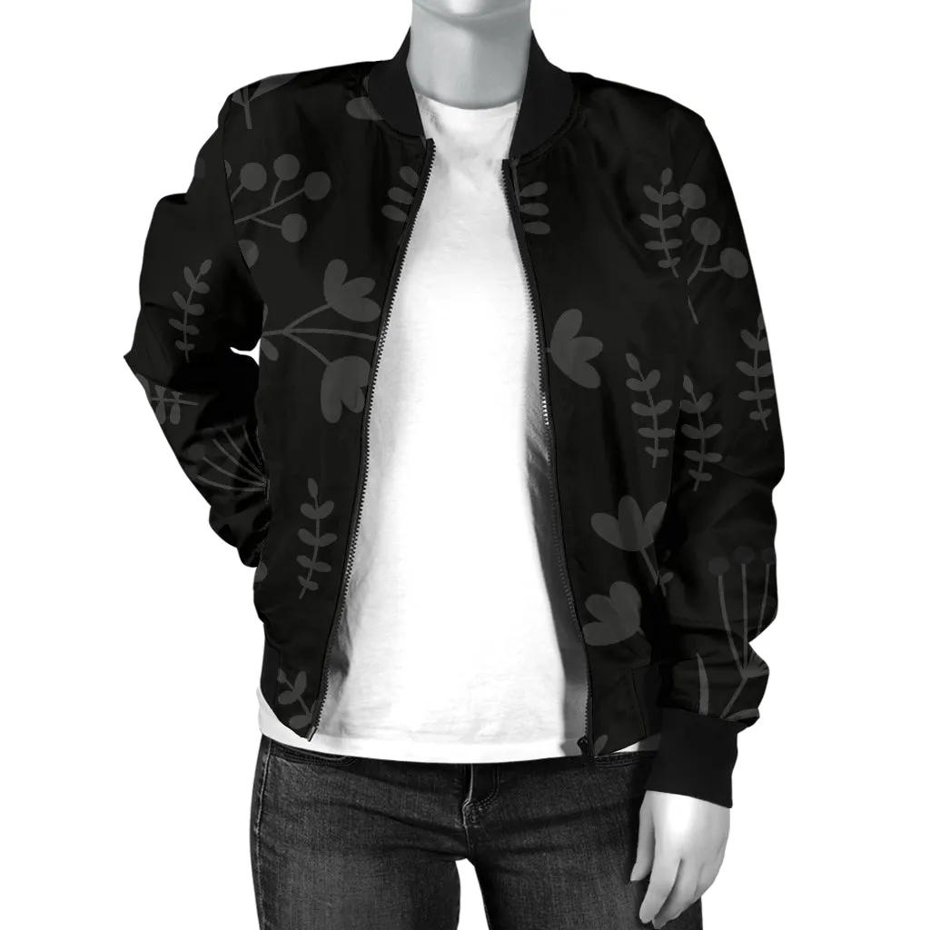 Women's Charcoal Floral Bomber Jacket
