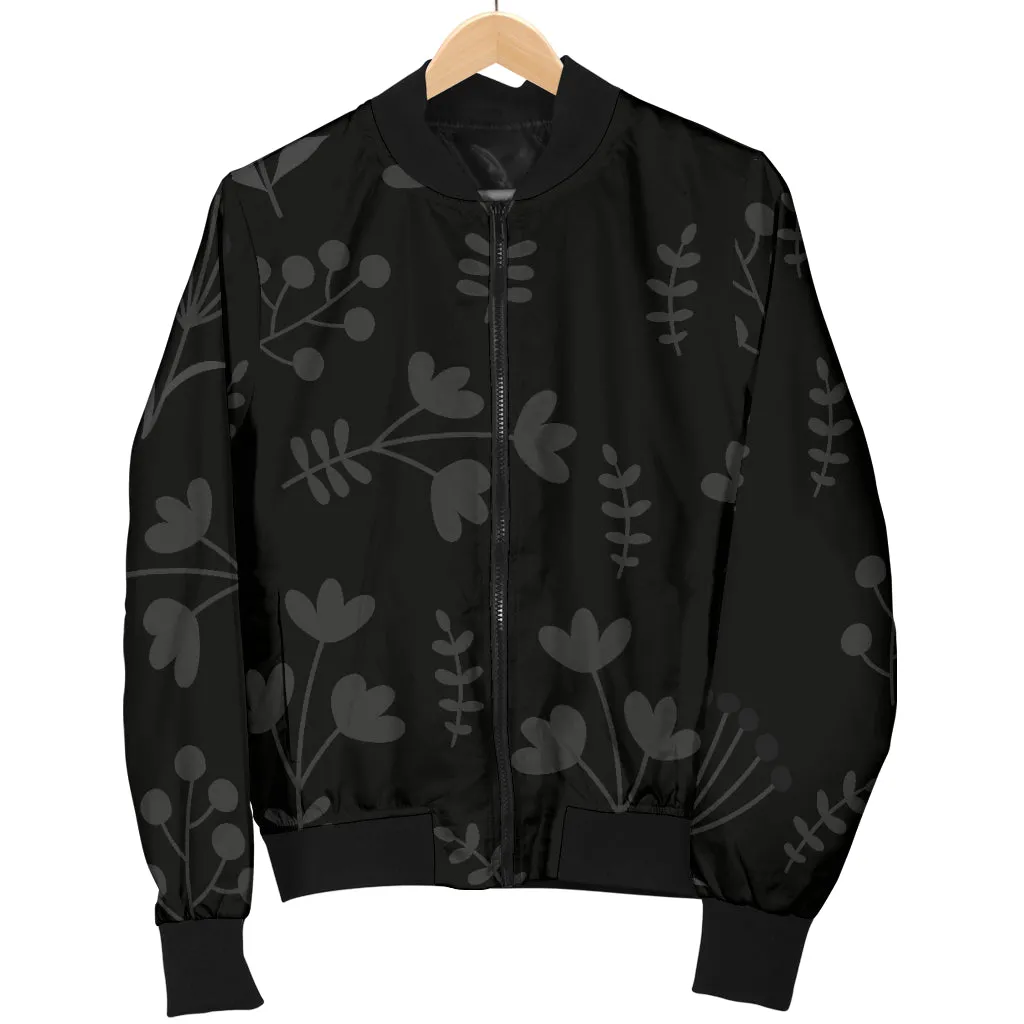 Women's Charcoal Floral Bomber Jacket