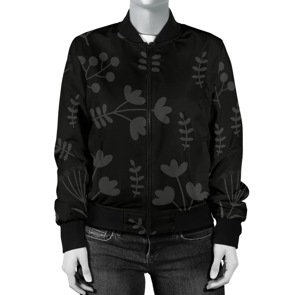 Women's Charcoal Floral Bomber Jacket