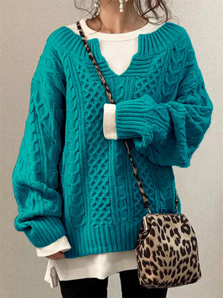 Women's Fashion V-Neck Lantern Sleeve Casual Sweaters