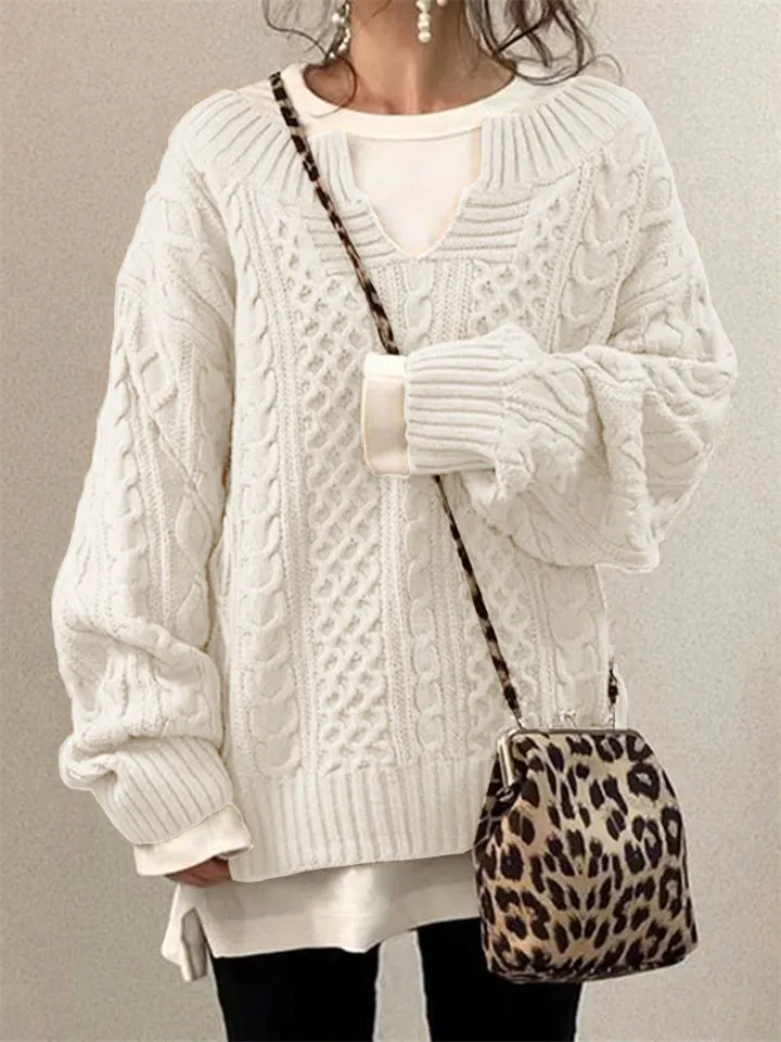 Women's Fashion V-Neck Lantern Sleeve Casual Sweaters