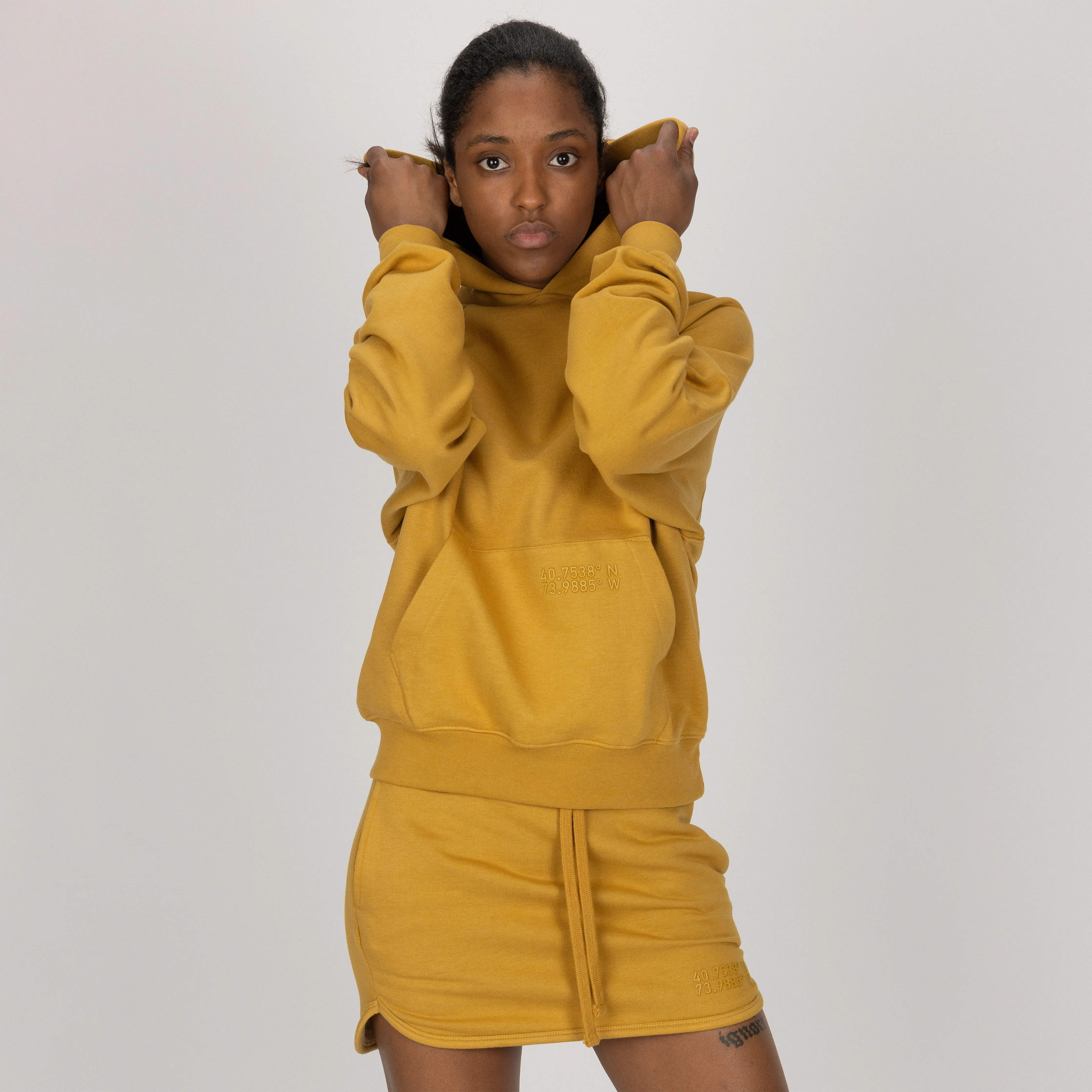 Womens Fleece Straight Mini Skirt - Honey Mustard