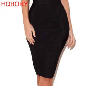 Women's High Waist Stretchy Slim Fit Midi Skirt Pencil Bandage Bodycon Skirt with Back Zipper