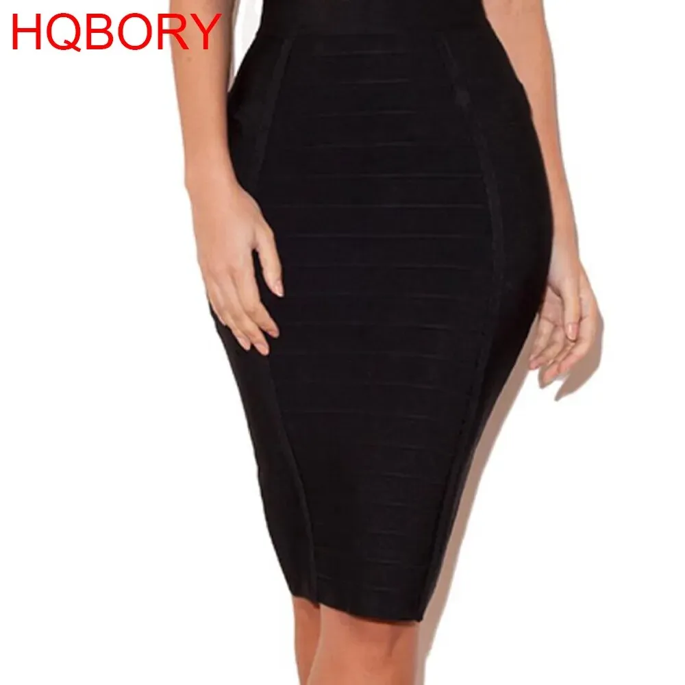Women's High Waist Stretchy Slim Fit Midi Skirt Pencil Bandage Bodycon Skirt with Back Zipper