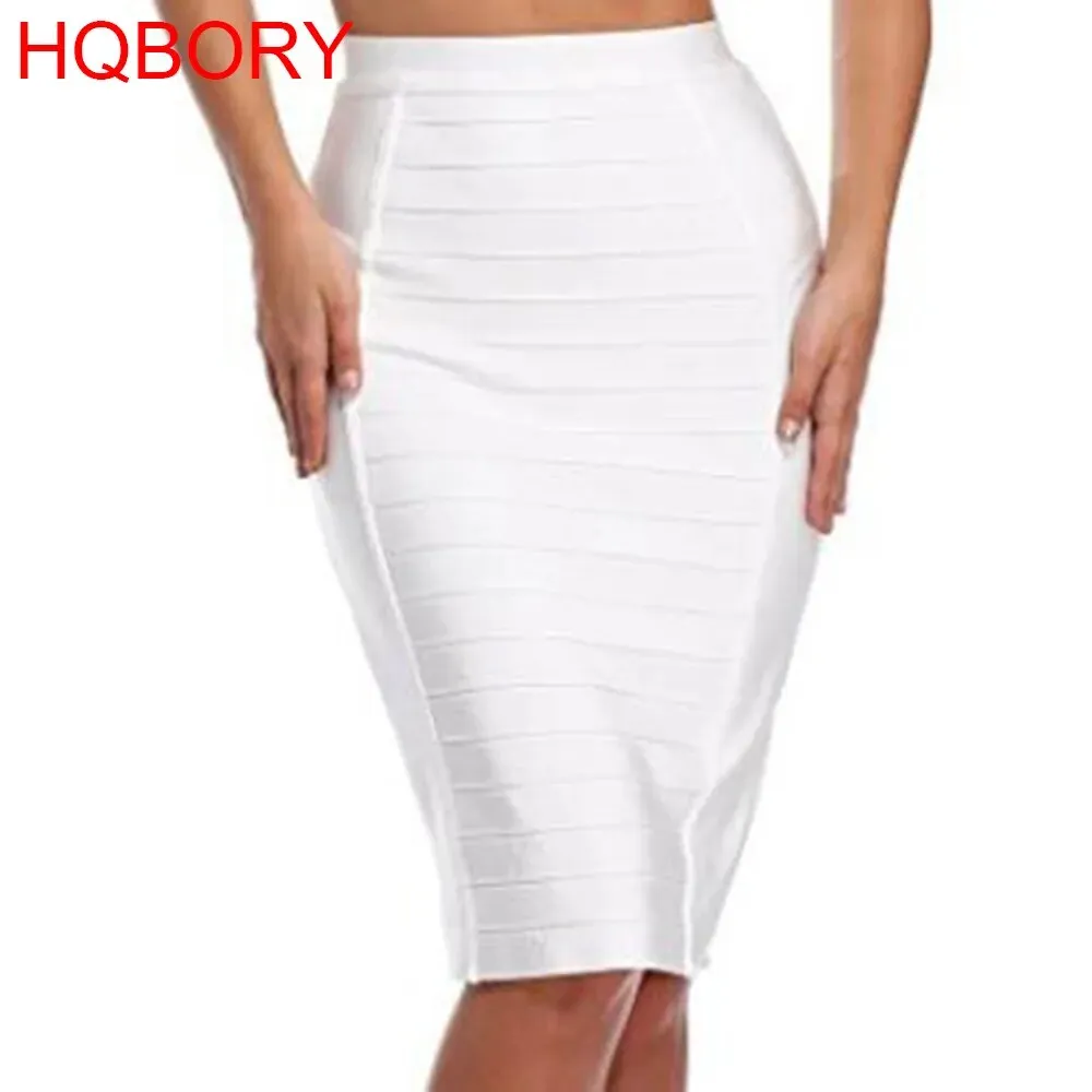 Women's High Waist Stretchy Slim Fit Midi Skirt Pencil Bandage Bodycon Skirt with Back Zipper