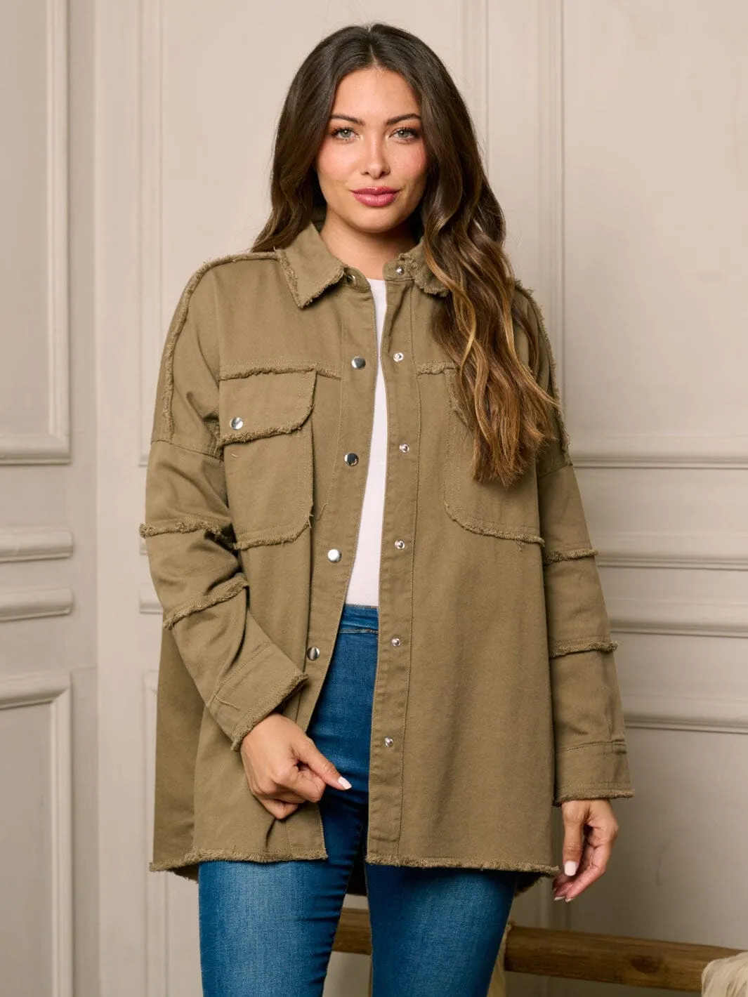 WOMEN'S LONG SLEEVE BUTTON UP GRAPHIC DENIM JACKET