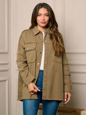 WOMEN'S LONG SLEEVE BUTTON UP GRAPHIC DENIM JACKET