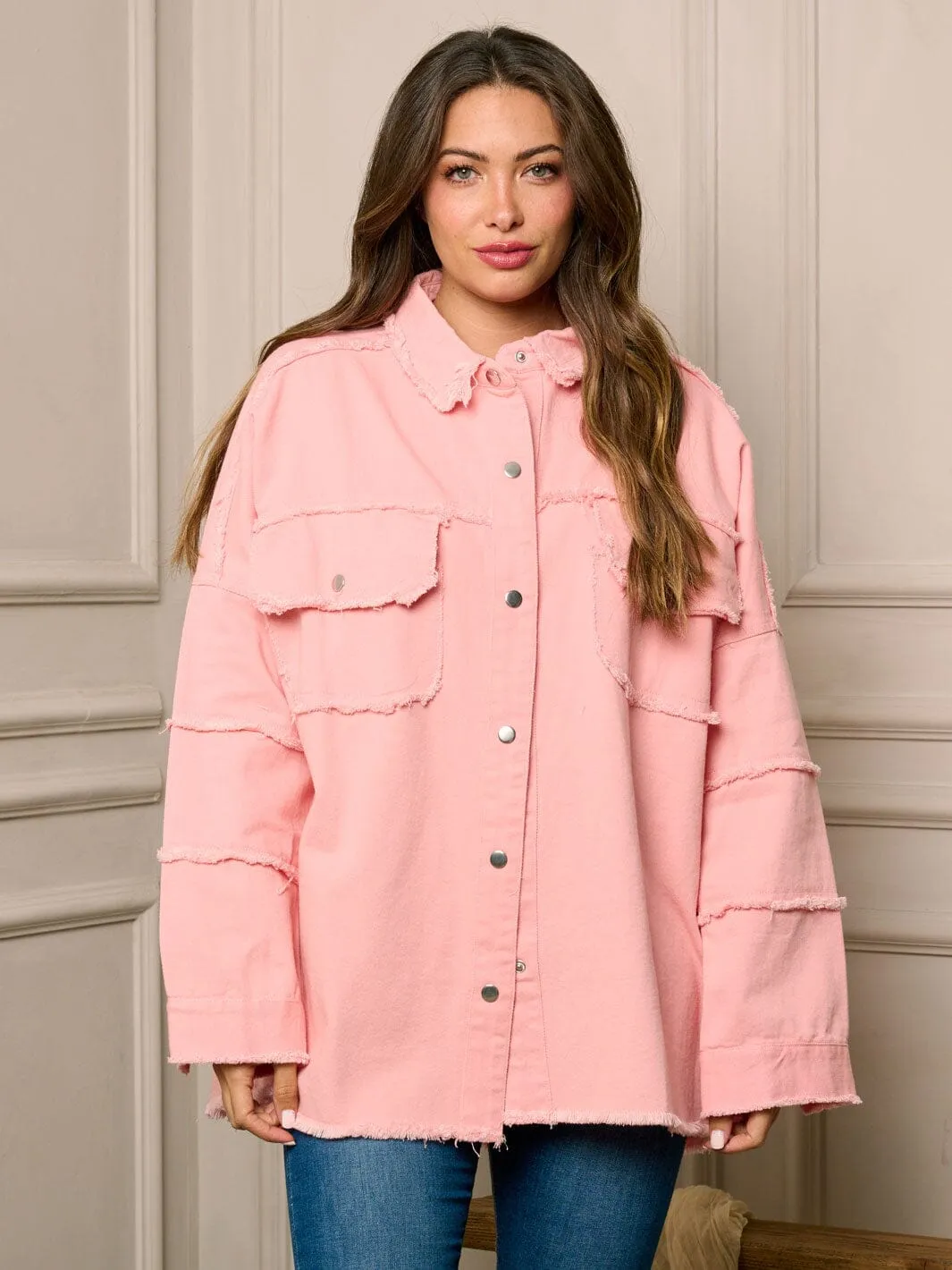 WOMEN'S LONG SLEEVE BUTTON UP GRAPHIC DENIM JACKET