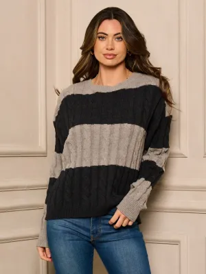 WOMEN'S LONG SLEEVE COLORBLOCK PULLOVER SWEATER